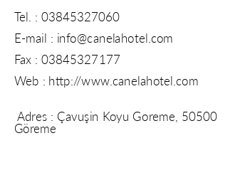 Canela Cave Hotel iletiim bilgileri